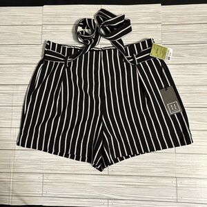 Black and White High Waist Shorts